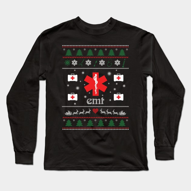 Nurse Emt Ugly Christmas Sweater Long Sleeve T-Shirt by tabaojohnny